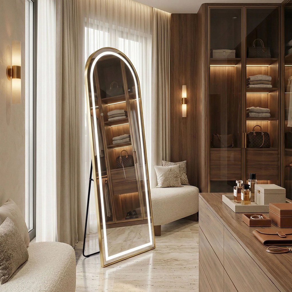 LUSTRO LED Orbit 60x170cm Złote Szczotkowane