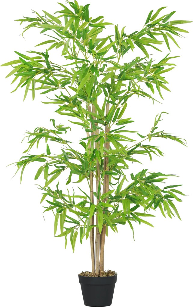 Outsunny Sztuczny Bambus, Roślina Dekoracyjna z Doniczką, Drzewko, Dekoracja Drzewna, 150 cm