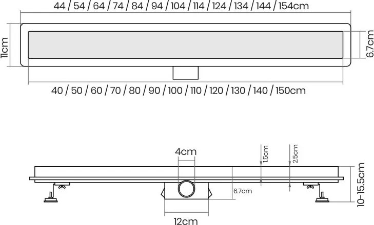 Odpływ liniowy 120 cm, stal nierdzewna, odporny na korozję