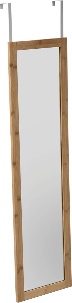 Wysokie lustro do zawieszenia na drzwi, bambusowa rama, 110 x 35 x 1,5 cm