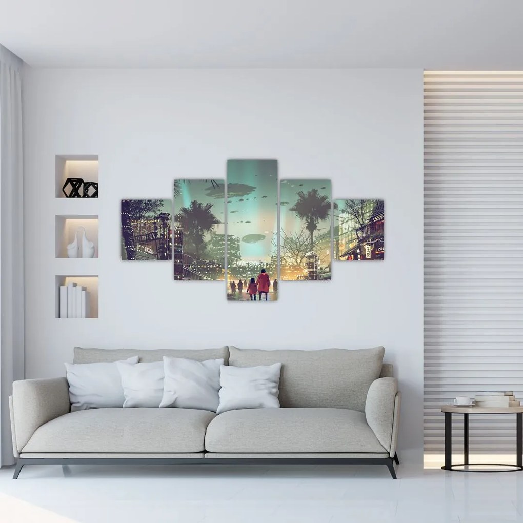 Obraz - miasto w przyszłości (125x70 cm)