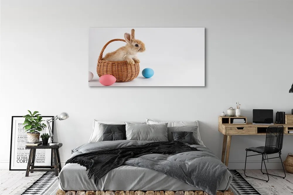 Duży obraz na płótnie Zające i Jajka Wielkanocne