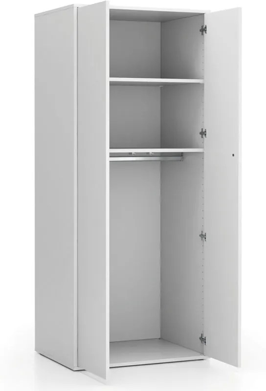 Szafa ubraniowa biurowa LAYERS, drążek do szafy, 800 x 600 x 1905 mm, biała