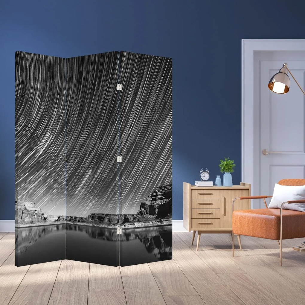 Parawan - Czarno - białe gwiaździste niebo (126x170 cm)