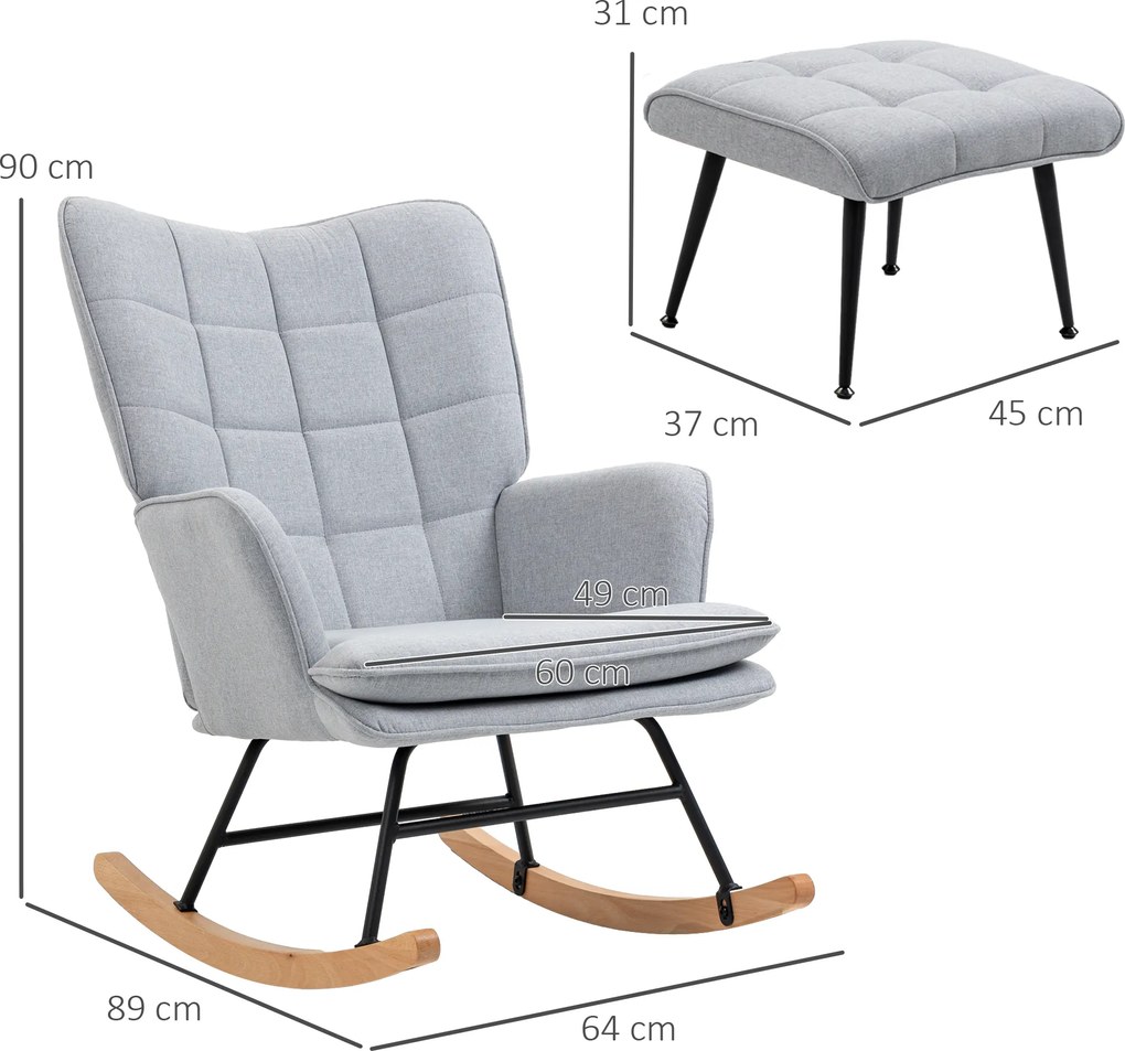 HOMCOM Fotel bujany z podnóżkiem