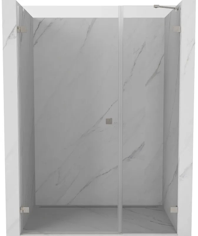 Mexen Lunar-B drzwi prysznicowe uchylne lewe 130 cm, transparent, nikiel szczotkowany - 832S-130-050-97-00-L