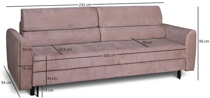 Beżowa rozkładana sofa z pojemnikiem K4-W85