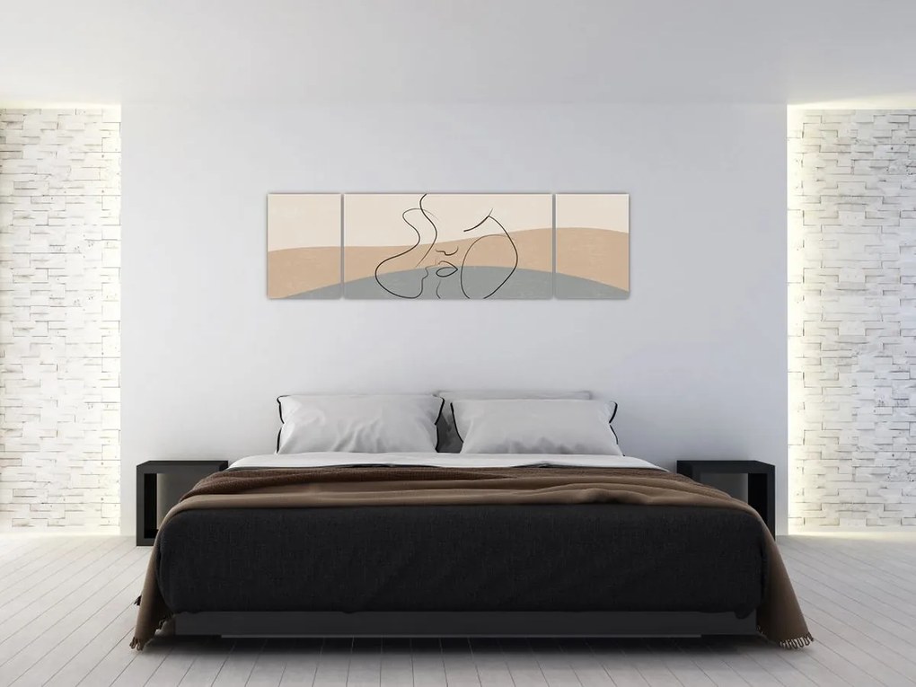 Obraz - Line art kiss (170x50 cm)