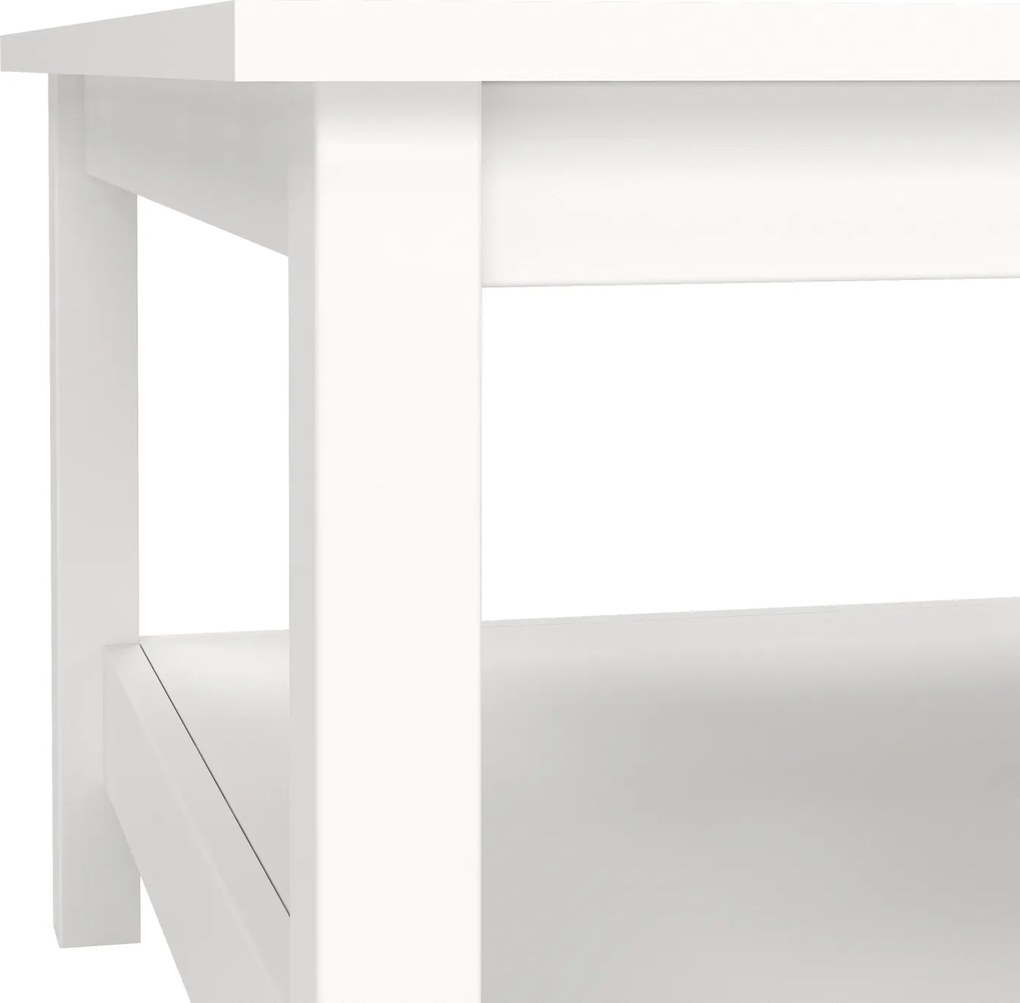 Kwadratowy stolik kawowy z półką Madrid biały mat