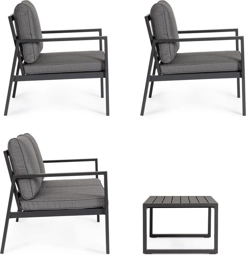 Antracytowy aluminiowy zestaw mebli ogrodowych dla 4 osób Hilde – Bizzotto