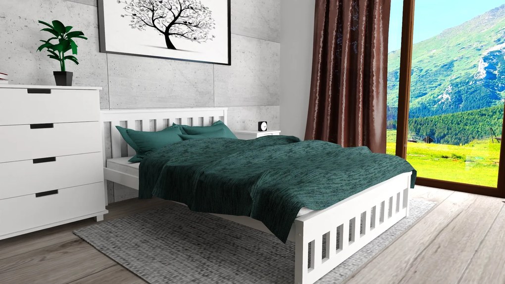 Łóżko MAICA 90 x 200 cm, białe Stelaż: Ze stelażem listwowym rolowanym elastycznym, Materac: Bez materaca