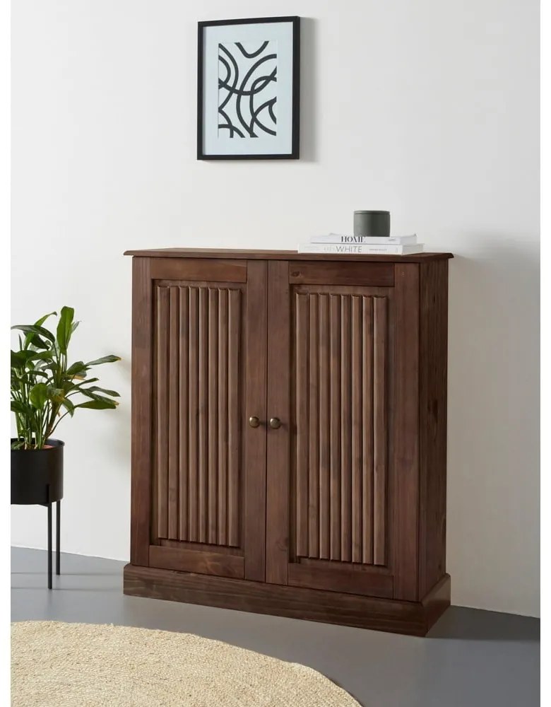 Brązowa szafka z litego drewna sosnowego 100x34 cm Mille – Støraa