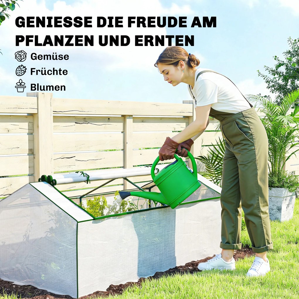 Outsunny Szklarnia z oknem, folia siatkowa PE, mrozoodporna folia szklarniowa, cieplarnia 180 x 90 x 70 cm Biały | Aosom PL