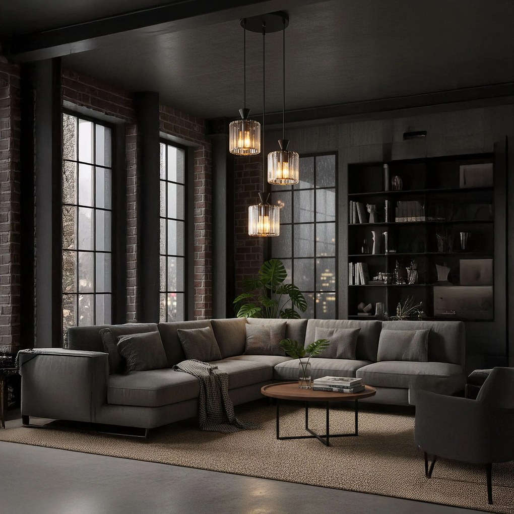 LAMPA SUFITOWA WISZĄCA EBT025-3CP CZARNA