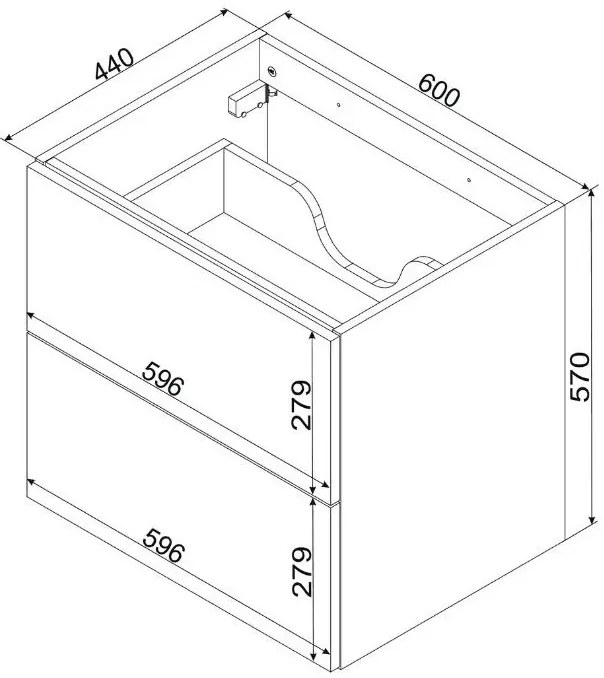 Jasnoszara szafka łazienkowa z szufladami 60 cm połysk C8-C93