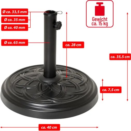 Stojak na parasole, okrągły, Ø 40 cm, czarny
