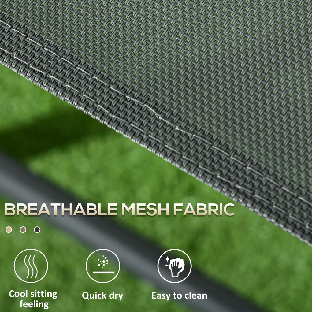 Outsunny Zestaw bistro 3-częściowy z metalu Odporny na warunki pogodowe Zestaw mebli ogrodowych ze składanym stolikiem i krzesłami Ciemnoszary