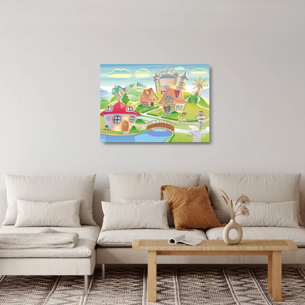 Obraz na szkle - Kolorowe miasteczko (70x50 cm)