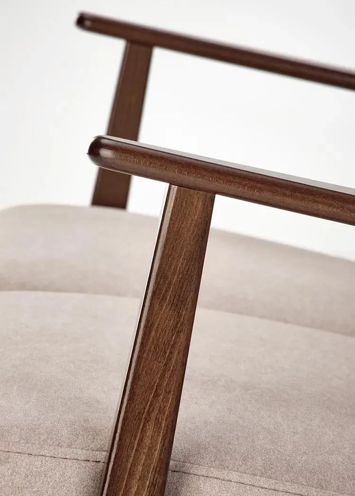 Drewniana beżowa tapicerowana sofa retro - Alexander 4X