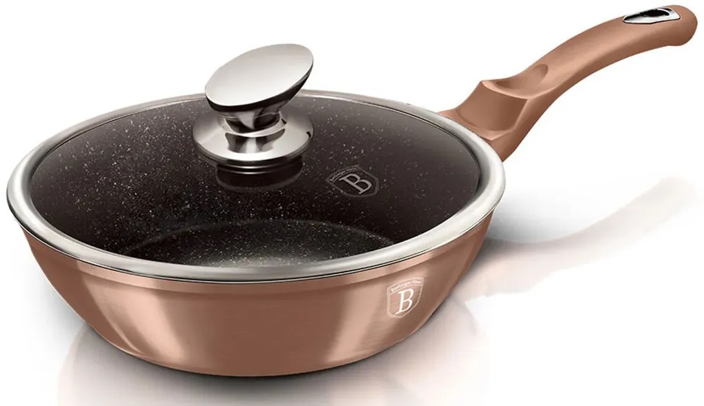 Granitowa złota patelnia z pokrywą 24cm R1-P96