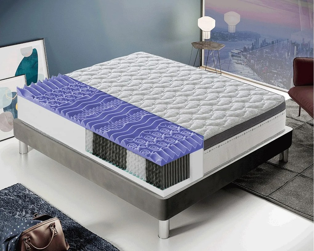 Materac kieszeniowy 200x200 cm - pianka memory - grubość 28 cm