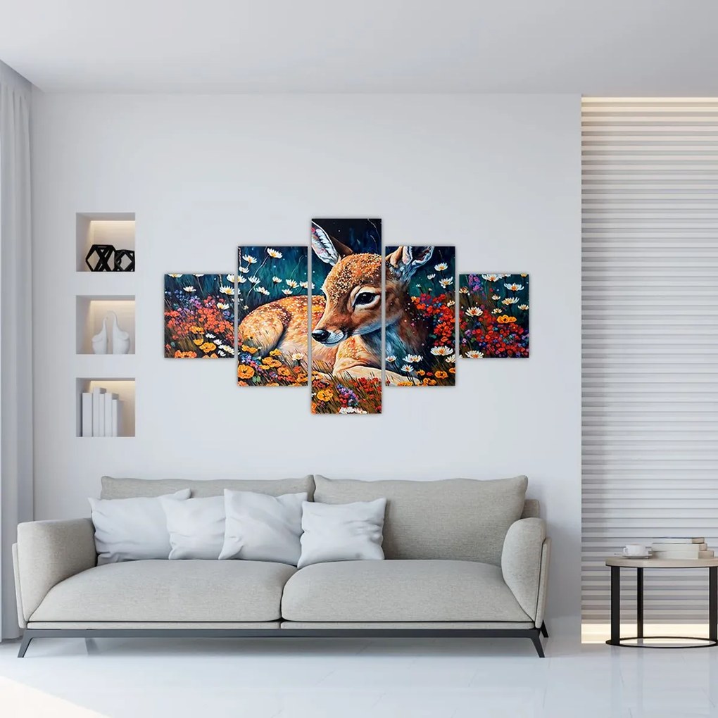 Obraz - Malowany jeleń (125x70 cm)