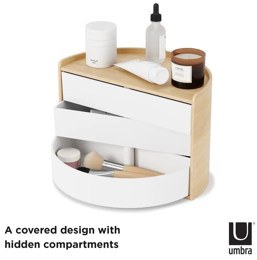 Naturalny obrotowy organizer łazienkowy Moona – Umbra