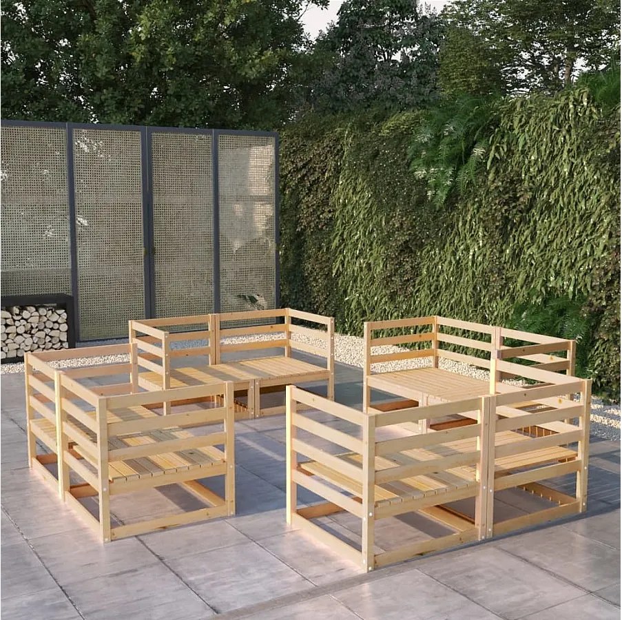 Modułowy zestaw mebli ogrodowych 8 elementów z litego naturalnego drewna sosnowego, styl nowoczesny, bez schowka
