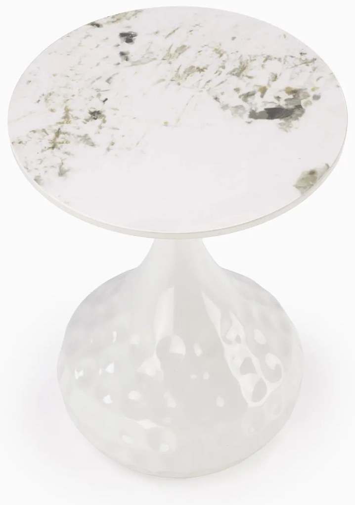 Ława Stolik kawowy VERDE Okrągły Spiek Biały marmur Biały Nowoczesny Glamour