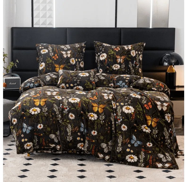 PrzytulneMieszkanie.pl PrzytulneMieszkanie.pl Pościel z mikropluszu MEADOW BUTTERFLY kolorowe Rozmiar pościeli: 2 szt 70 x 90 cm | 200 x 220 cm