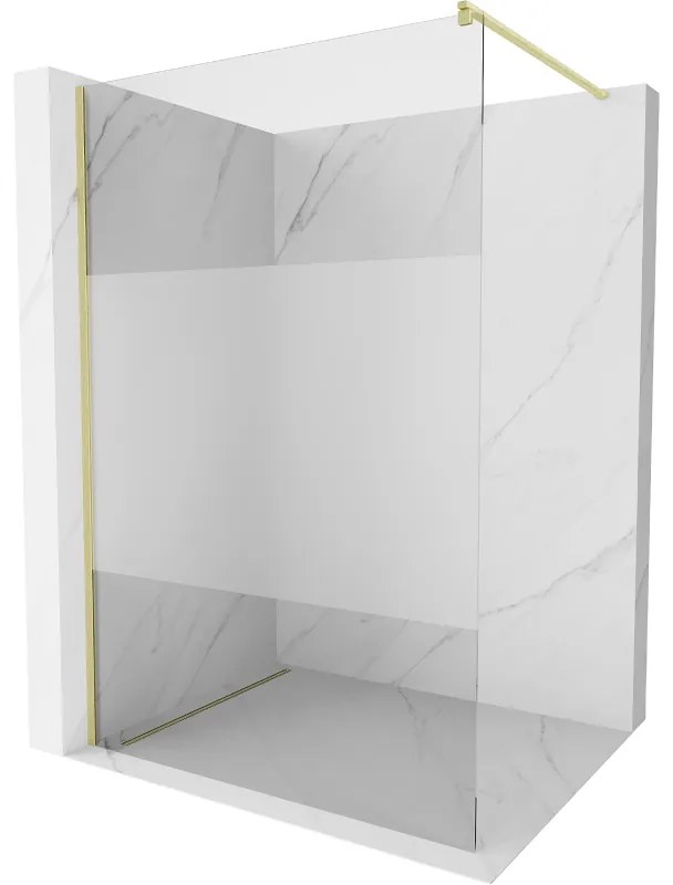 Mexen Kioto ścianka prysznicowa Walk-in 100 x 200 cm, transparent/szron 8 mm, złota szczotkowana - 800-100-101-55-35