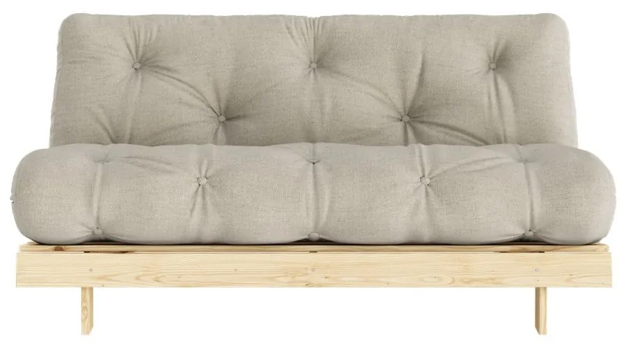 Beżowa lniana rozkładana sofa 160 cm Roots – Karup Design