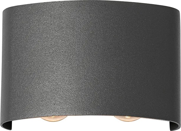 Lampa ścienna zewnętrzna ciemnoszara zintegrowana LED 4-punktowa IP54 - Silly