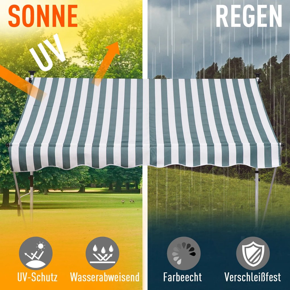 Outsunny markiza markiza zaciskowa składane ramię ramię przegubowe markiza z regulacją wysokości aluminium zielona