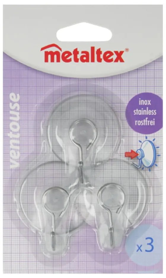 Zestaw 3 haczyków z przyssawką Metaltex