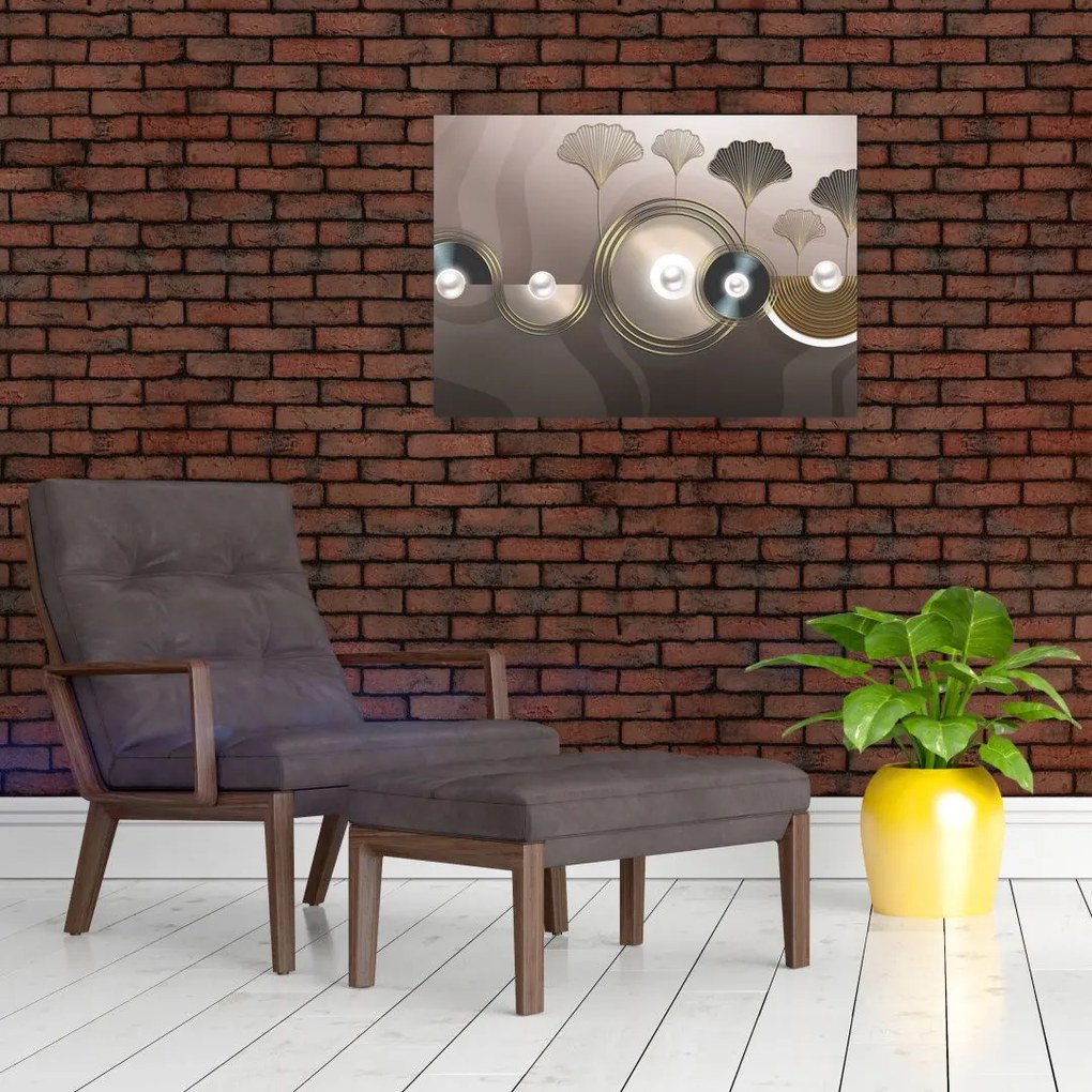 Obraz - Złotobrązowa abstrakcja (70x50 cm)