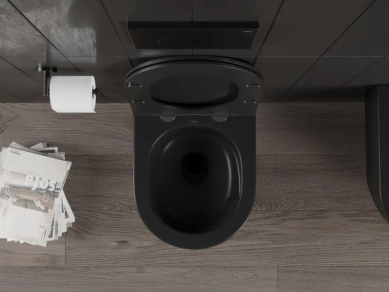 Mexen Carmen miska wc Rimless Tornado z deską wolnoopadającą slim, duroplast, czarna mat - 30881085T