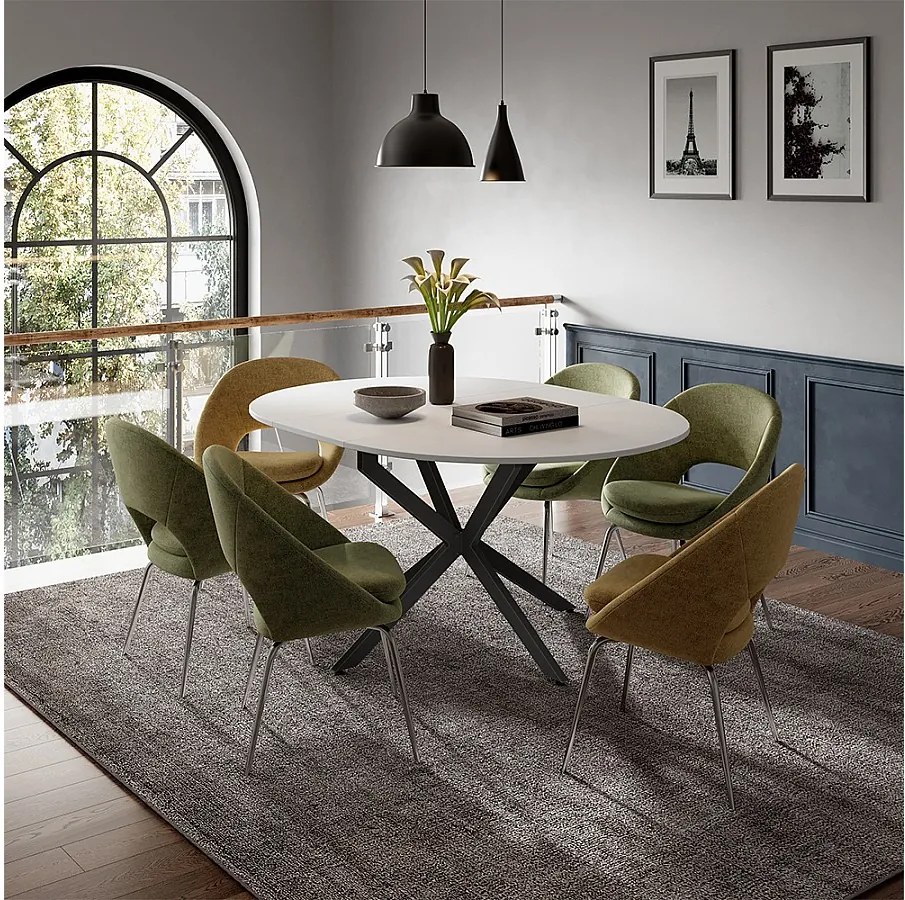 Stół jadalny biały/czarny 120x120x76.5 loyd