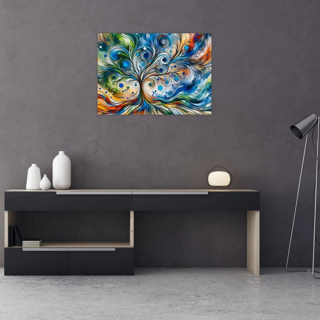 Obraz – Kolorowe energetyczne drzewo (70x50 cm)