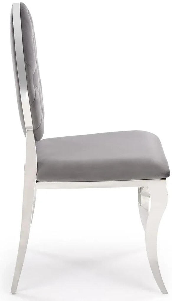Krzesło medalion w stylu glamour popielaty + srebrny E8-R45