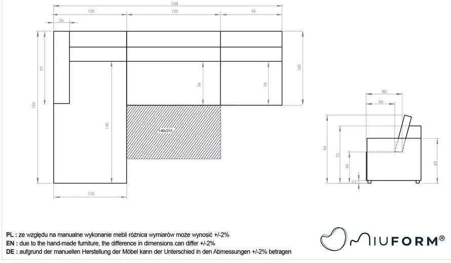 Beżowy rozkładany narożnik modułowy ze schowkiem (lewostronny) Lulu – Miuform