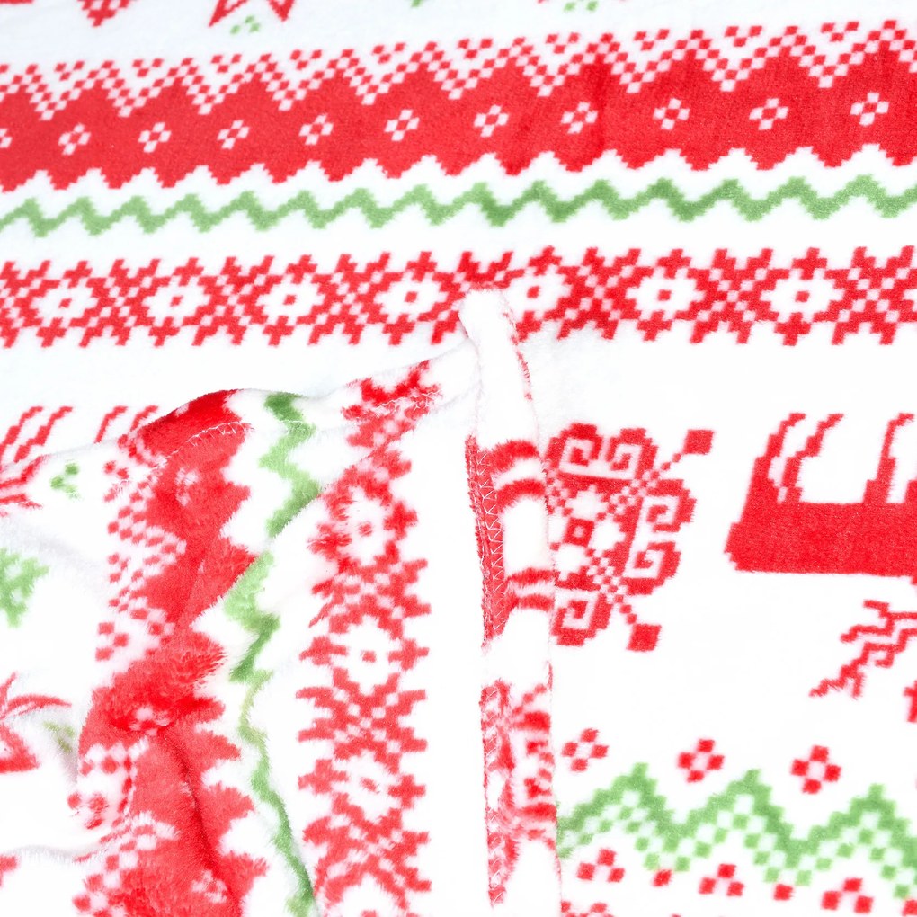 Biały świąteczny koc z mikropluszu CHRISTMAS JOY Rozmiar: 200 x 220 cm