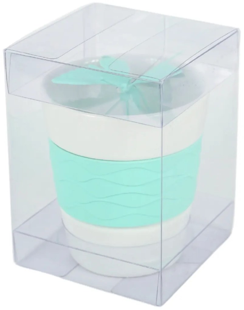Porcelanowy kubek SILICONE BUTTERFLY z sitkiem do herbaty 280 ml, zielony