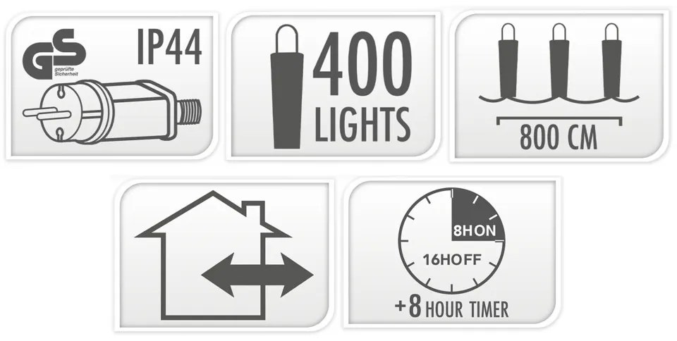 Lampki choinkowe LED z efektem bieżącej wody, 400 szt.