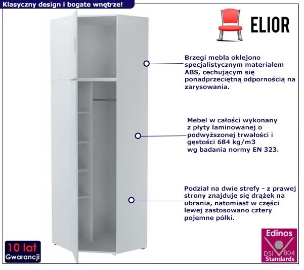 Szafa biała narożna z nadstawką L3-H31