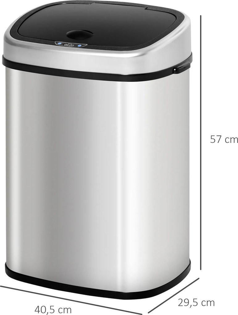 HOMCOM Automatyczny kosz na śmieci z czujnikiem podczerwieni Wiadro kuchenne Srebrny