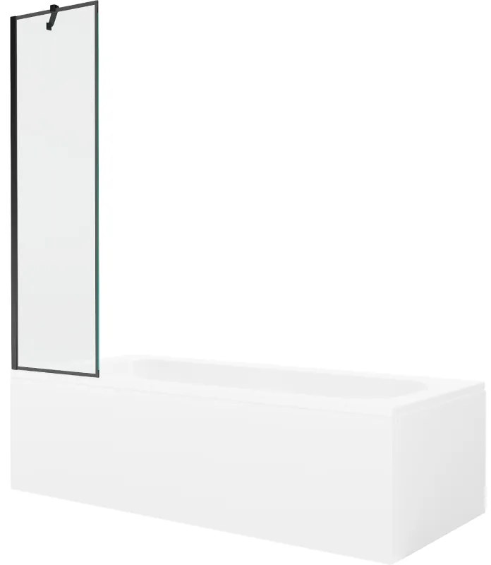Mexen Vega wanna prostokątna 150 x 70 cm z obudową i parawanem 1-skrzydłowym 50 cm, czarny wzór - 550115070X9505007070