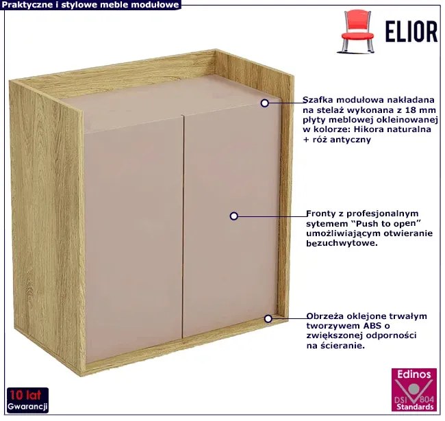Szafka modułowa dwudrzwiowa hikora + róż antyczny S0-S41