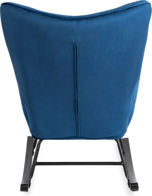 Fotel Bujany na Biegunach Uszak Wypoczynkowy ELIS Granatowy Welurowy Nowoczesny