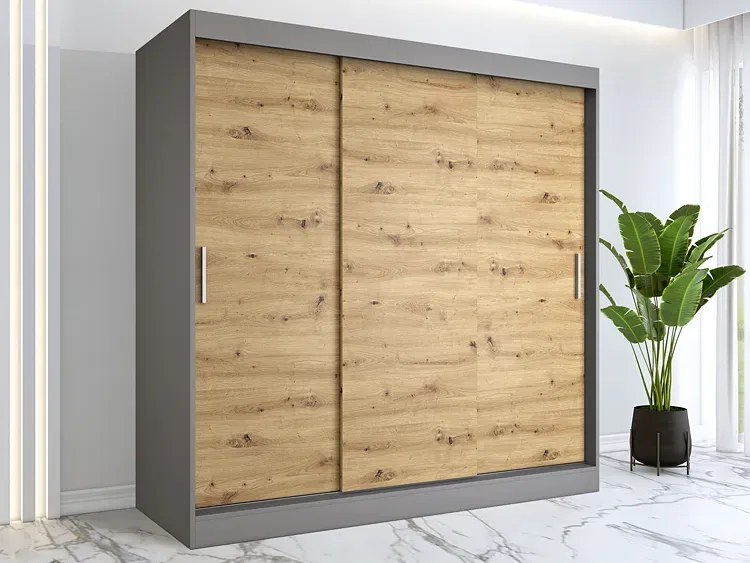 Szafa przesuwna 200 cm antracyt + dąb artisan F5-W16